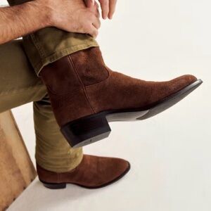 NWT Tecovas Johnny Brown Suede Leather Cowboy Boots 9 1/2 EE with box